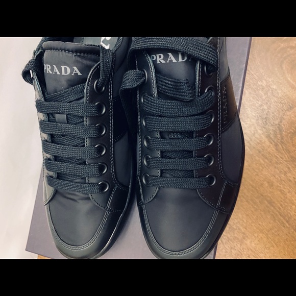 Prada Men's Nylon Leather Sneaker, Black 4E2845 - Picture 10 of 12